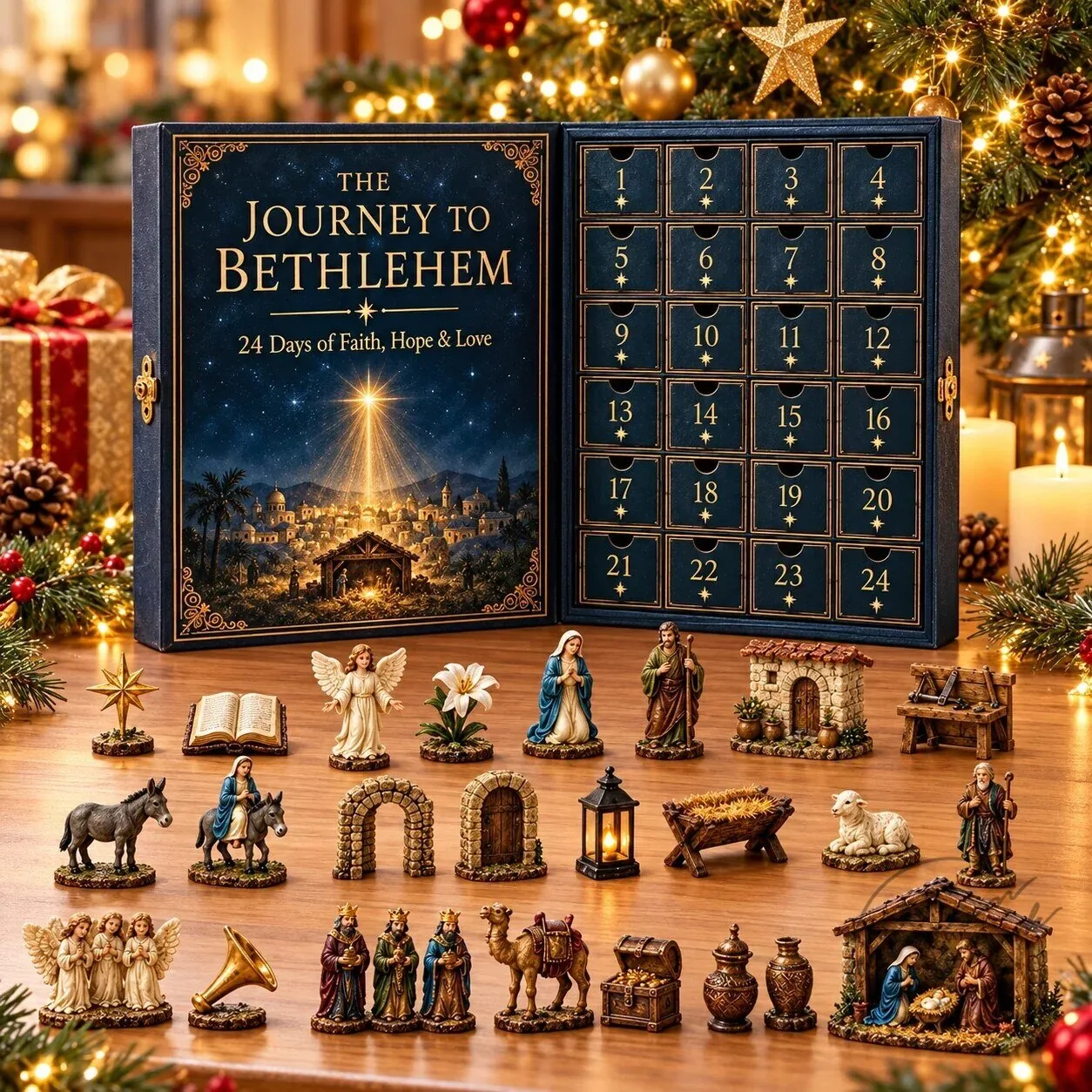 Journey to Bethlehem 24-Day Nativity Advent Calendar with Figurines