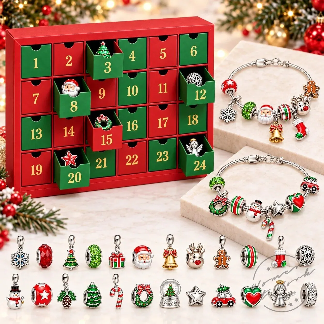 Christmas Charm Bracelet Advent Calendar Jewelry Making Gift Set for Girls
