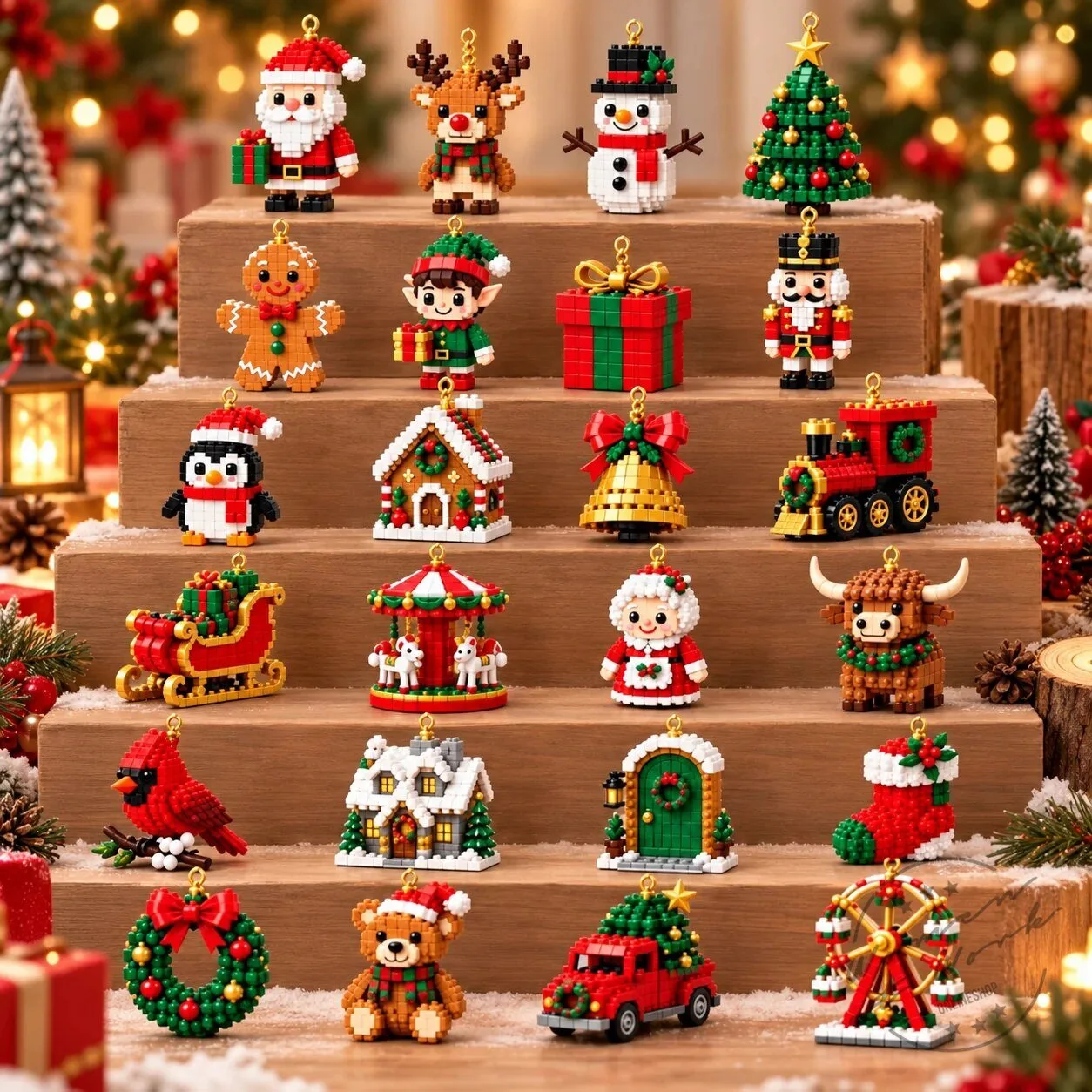 Christmas Mini Brick Ornament Advent Calendar 2026 Festive Building Block Set 2D 7 Christmas Mini Brick Ornament Advent Calendar 2026 Festive Building Block Set