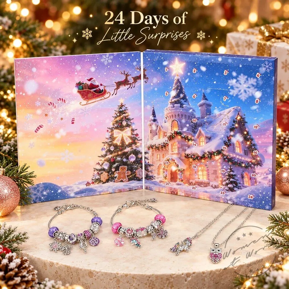 Christmas Charm Bracelet and Necklace Advent Calendar Jewelry Gift Set 2D 59 Christmas Charm Bracelet and Necklace Advent Calendar Jewelry Gift Set