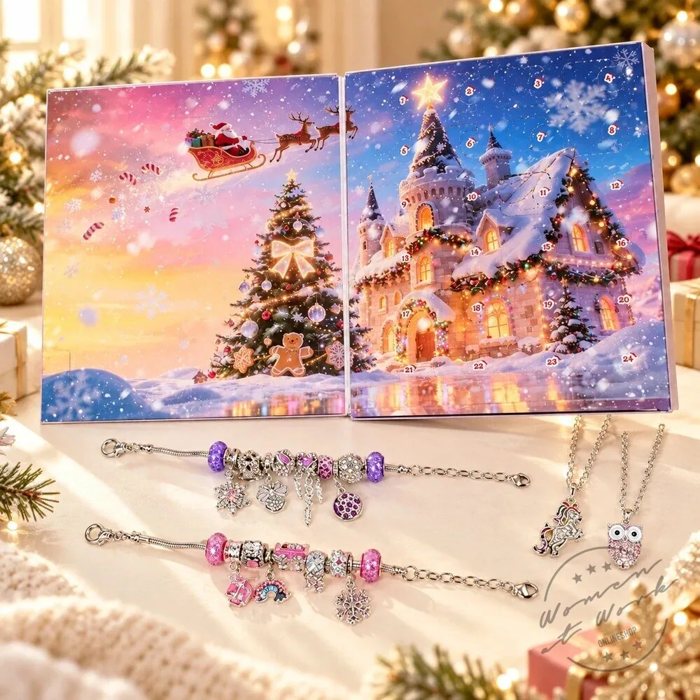Christmas Charm Bracelet and Necklace Advent Calendar Jewelry Gift Set 2D 63 Christmas Charm Bracelet and Necklace Advent Calendar Jewelry Gift Set