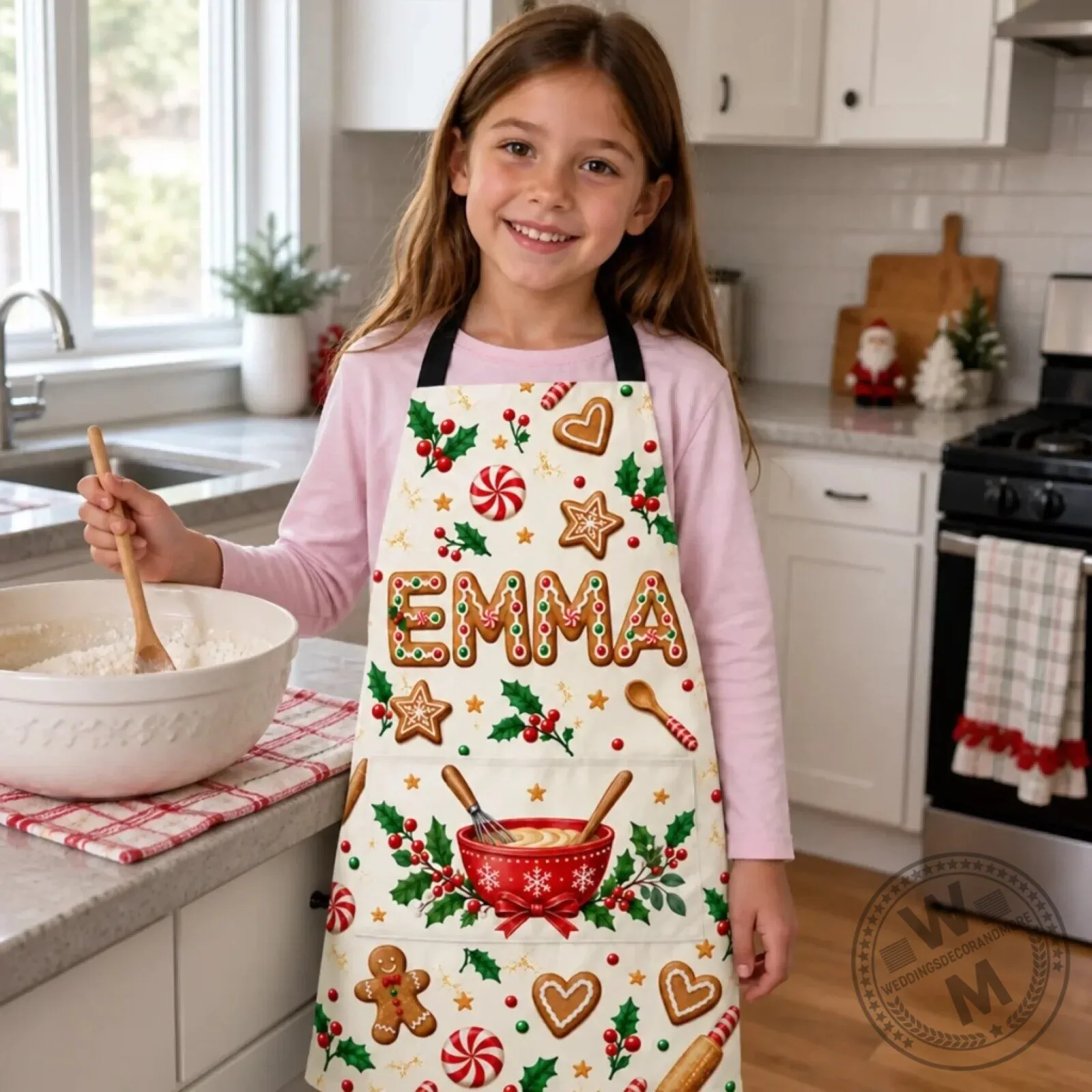 Personalized Christmas Cookie Baking Apron for Kids with Custom Name 6 Personalized Christmas Cookie Baking Apron for Kids with Custom Name