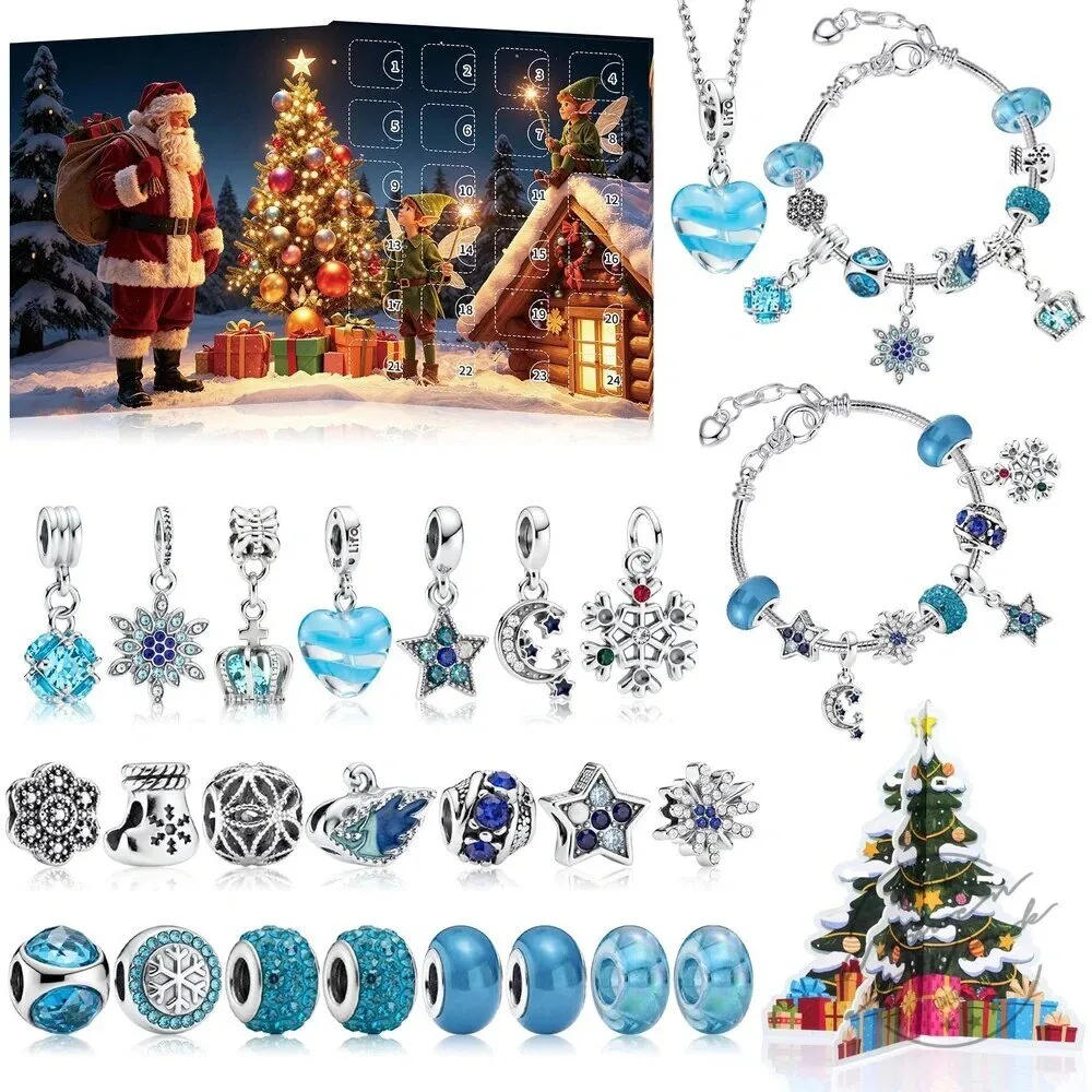 Christmas Charm Bracelet and Necklace Advent Calendar Jewelry Gift Set 2D 81 Christmas Charm Bracelet and Necklace Advent Calendar Jewelry Gift Set