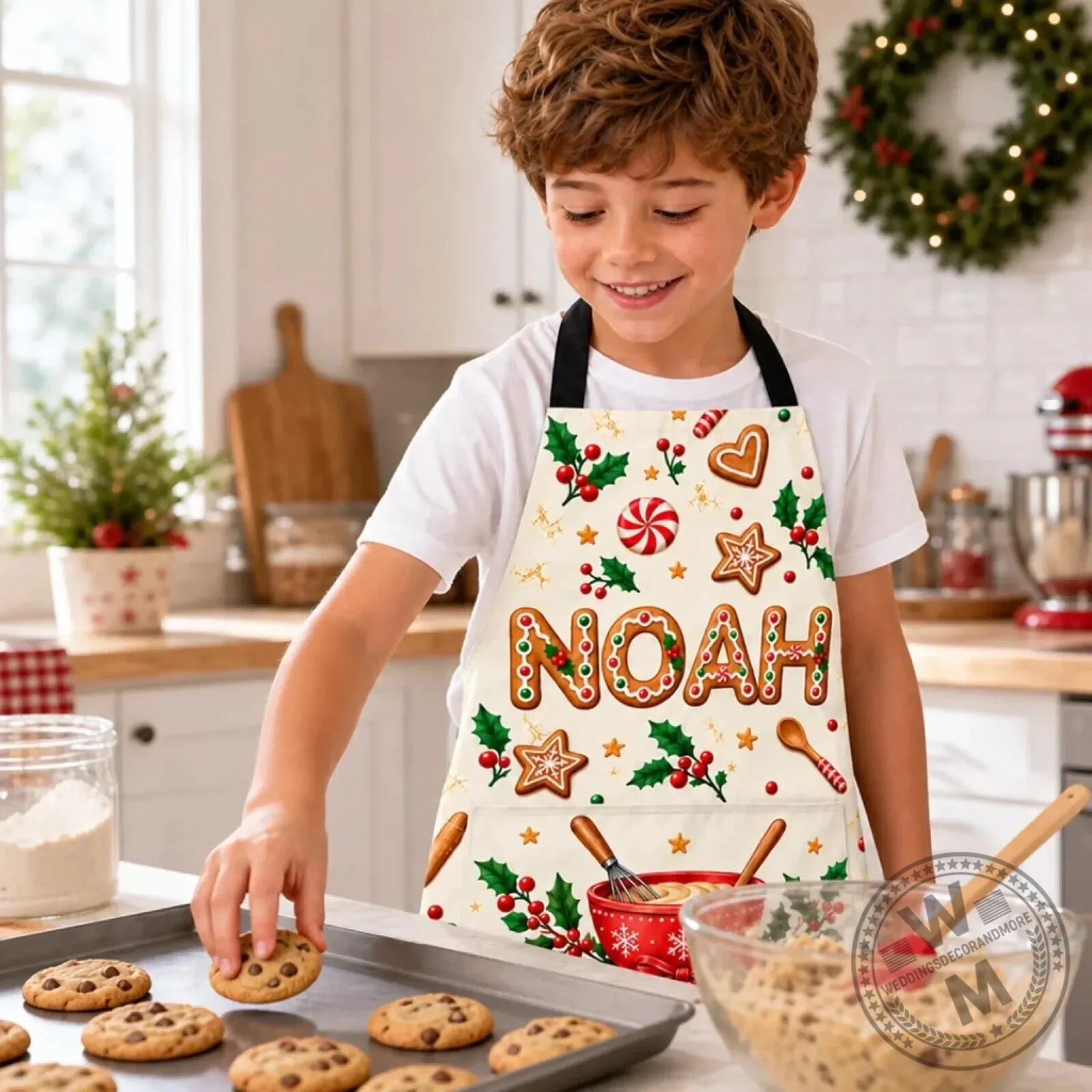 Personalized Christmas Cookie Baking Apron for Kids with Custom Name 7 Personalized Christmas Cookie Baking Apron for Kids with Custom Name