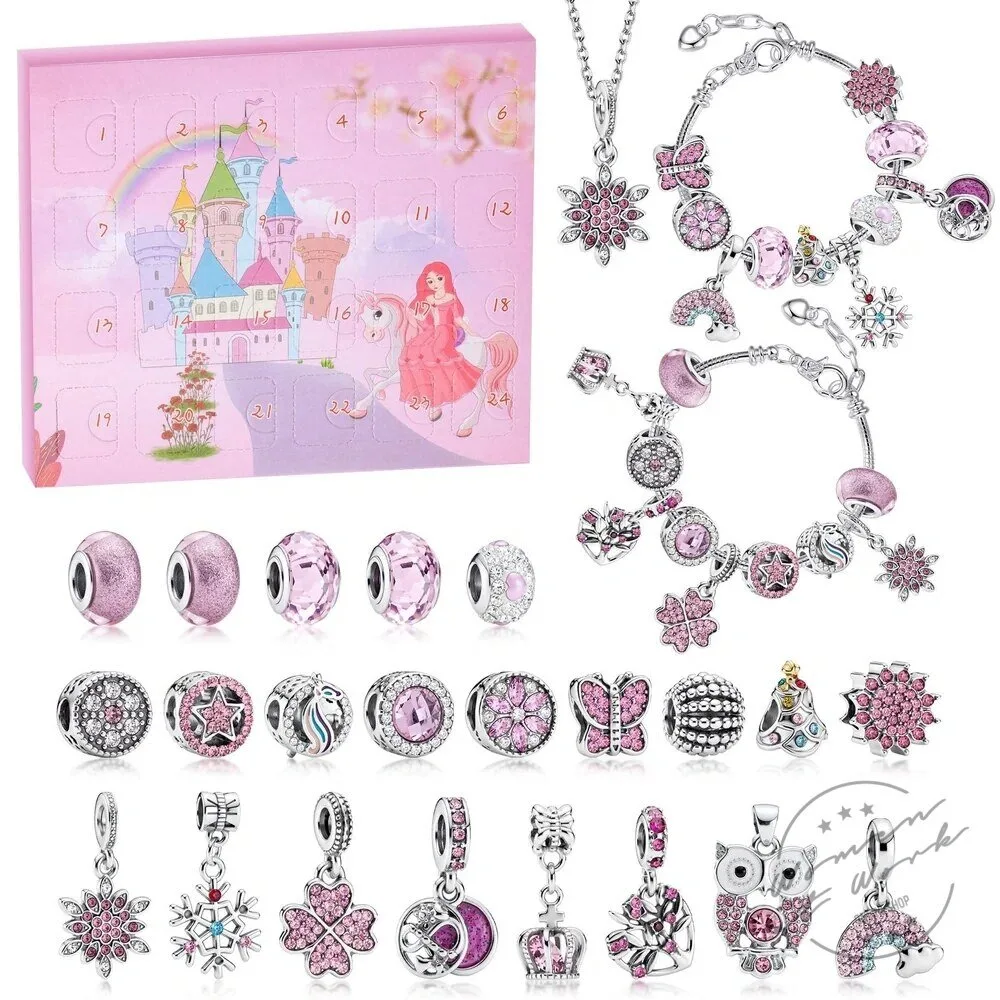 Christmas Charm Bracelet and Necklace Advent Calendar Jewelry Gift Set 2D 92 Christmas Charm Bracelet and Necklace Advent Calendar Jewelry Gift Set