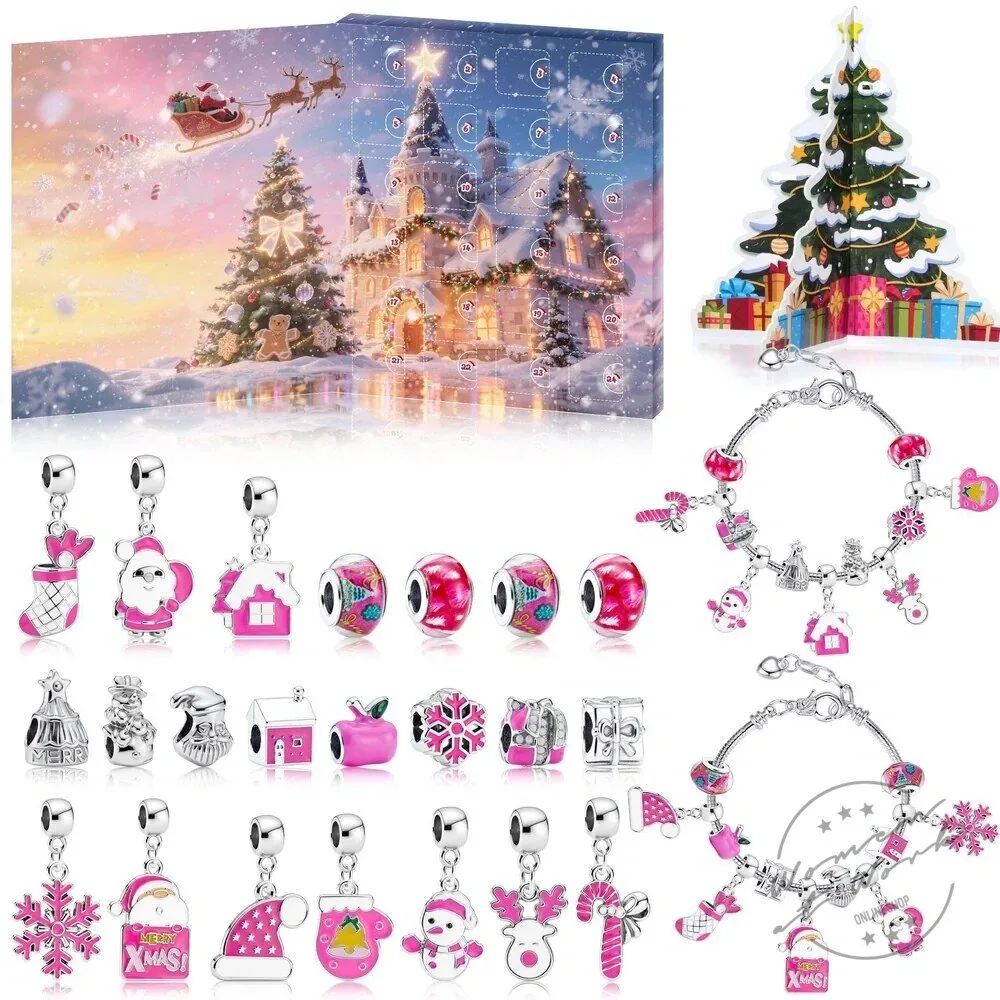Christmas Charm Bracelet and Necklace Advent Calendar Jewelry Gift Set 2D 100 Christmas Charm Bracelet and Necklace Advent Calendar Jewelry Gift Set