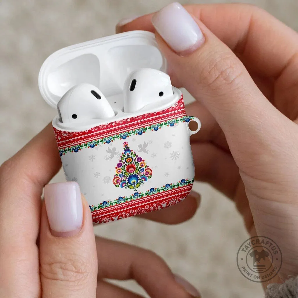 Polish Folk Art Christmas Tree AirPods Case, Poland Christmas Floral Design 8 Polish Folk Art Christmas Tree AirPods Case, Poland Christmas Floral Design
