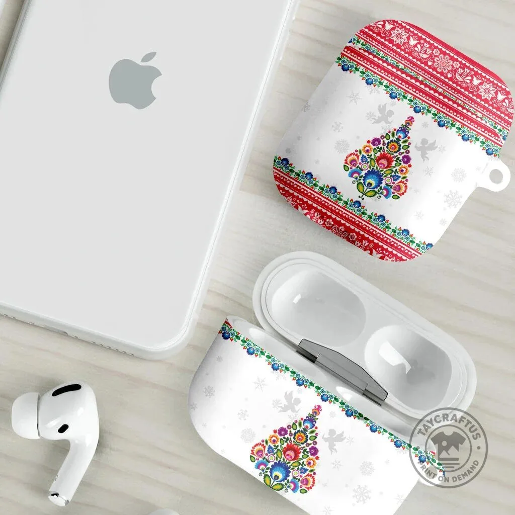 Polish Folk Art Christmas Tree AirPods Case, Poland Christmas Floral Design 10 Polish Folk Art Christmas Tree AirPods Case, Poland Christmas Floral Design