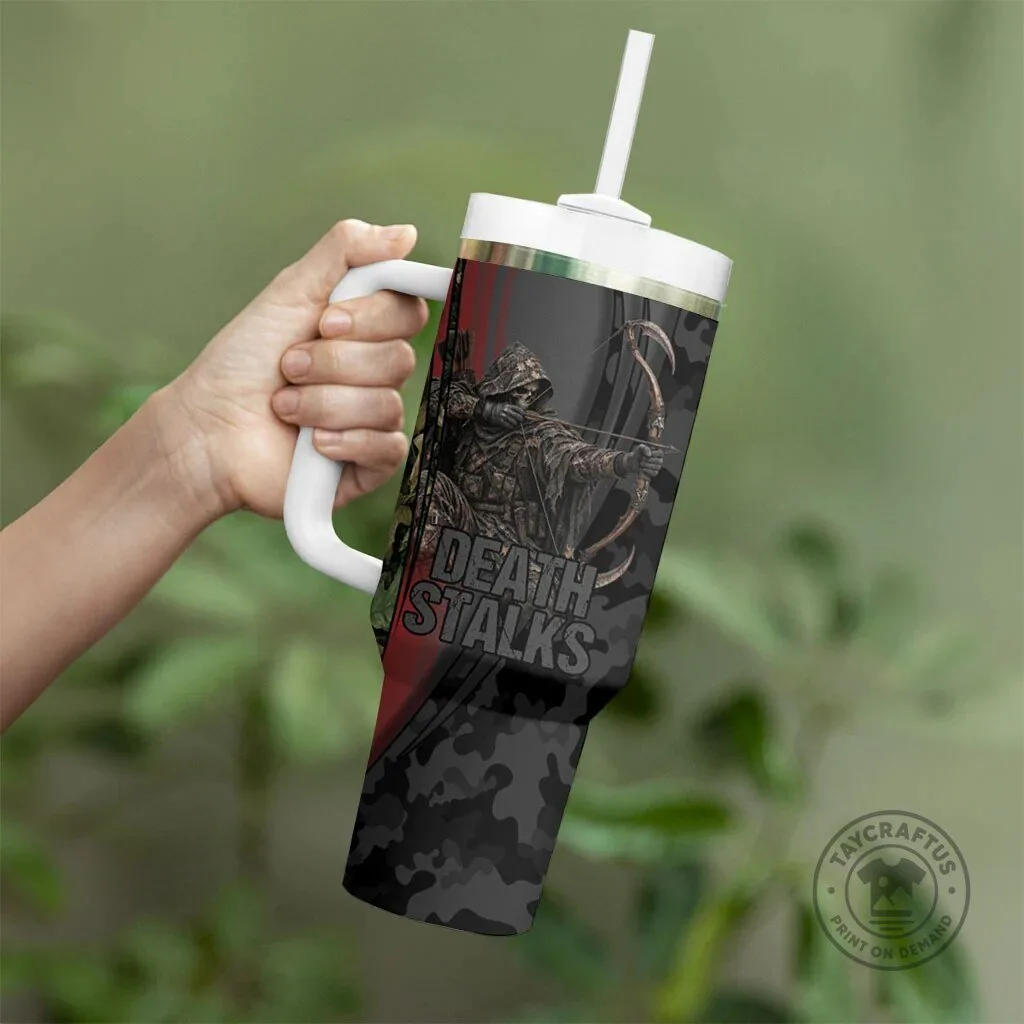 Personalized Death Stalks Bowhunting Grim Reaper Deer Skull Camouflage Tumbler 8 Personalized Death Stalks Bowhunting Grim Reaper Deer Skull Camouflage Tumbler