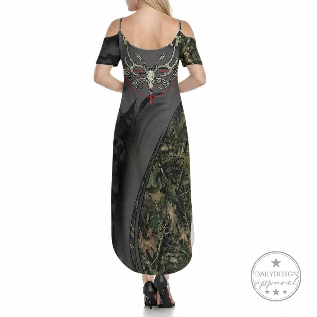 Death Stalks Bowhunting Grim Reaper Camouflage Cold Shoulder Maxi Dress 3 Death Stalks Bowhunting Grim Reaper Camouflage Cold Shoulder Maxi Dress