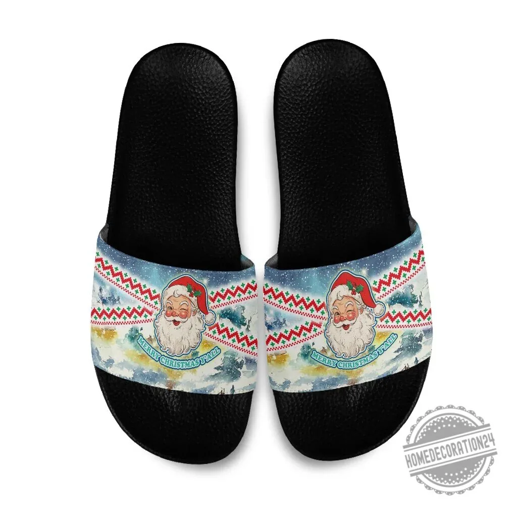Vintage Santa Claus Christmas Holiday Slide Sandals for Men and Women