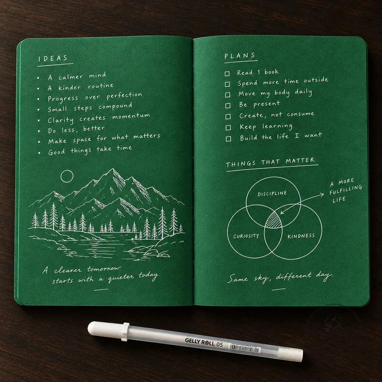 Deep Green Blank Journal with White Gel Pen, 198 Pages, 120gsm Paper 10 Deep Green Blank Journal with White Gel Pen, 198 Pages, 120gsm Paper