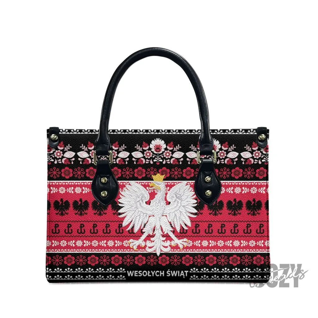 Polska Wesolych Swiat Polish Eagle Folk Art Leather Handbag 7 Polska Wesolych Swiat Polish Eagle Folk Art Leather Handbag