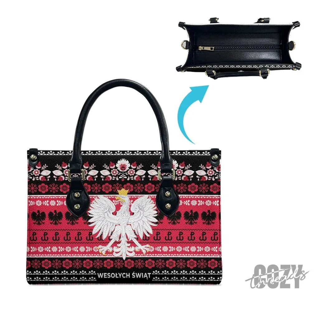 Polska Wesolych Swiat Polish Eagle Folk Art Leather Handbag 8 Polska Wesolych Swiat Polish Eagle Folk Art Leather Handbag