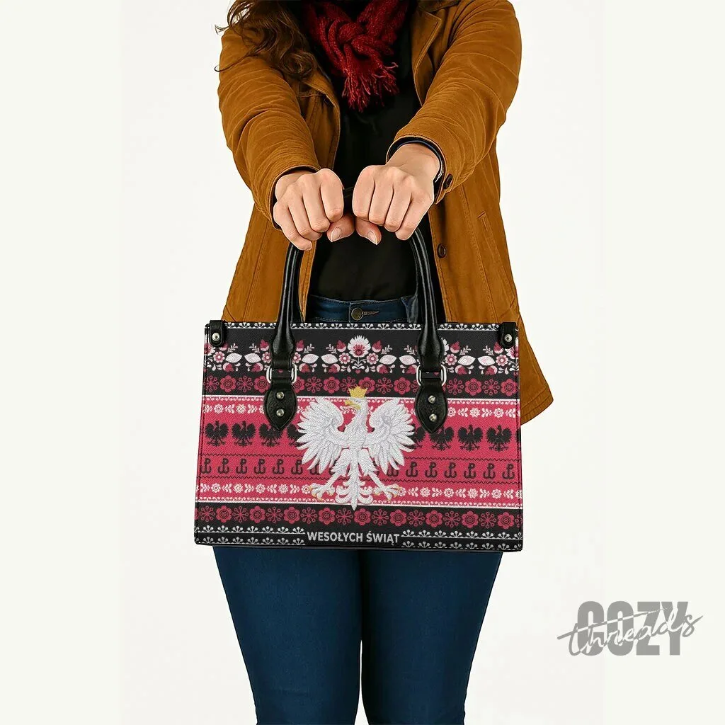 Polska Wesolych Swiat Polish Eagle Folk Art Leather Handbag 9 Polska Wesolych Swiat Polish Eagle Folk Art Leather Handbag