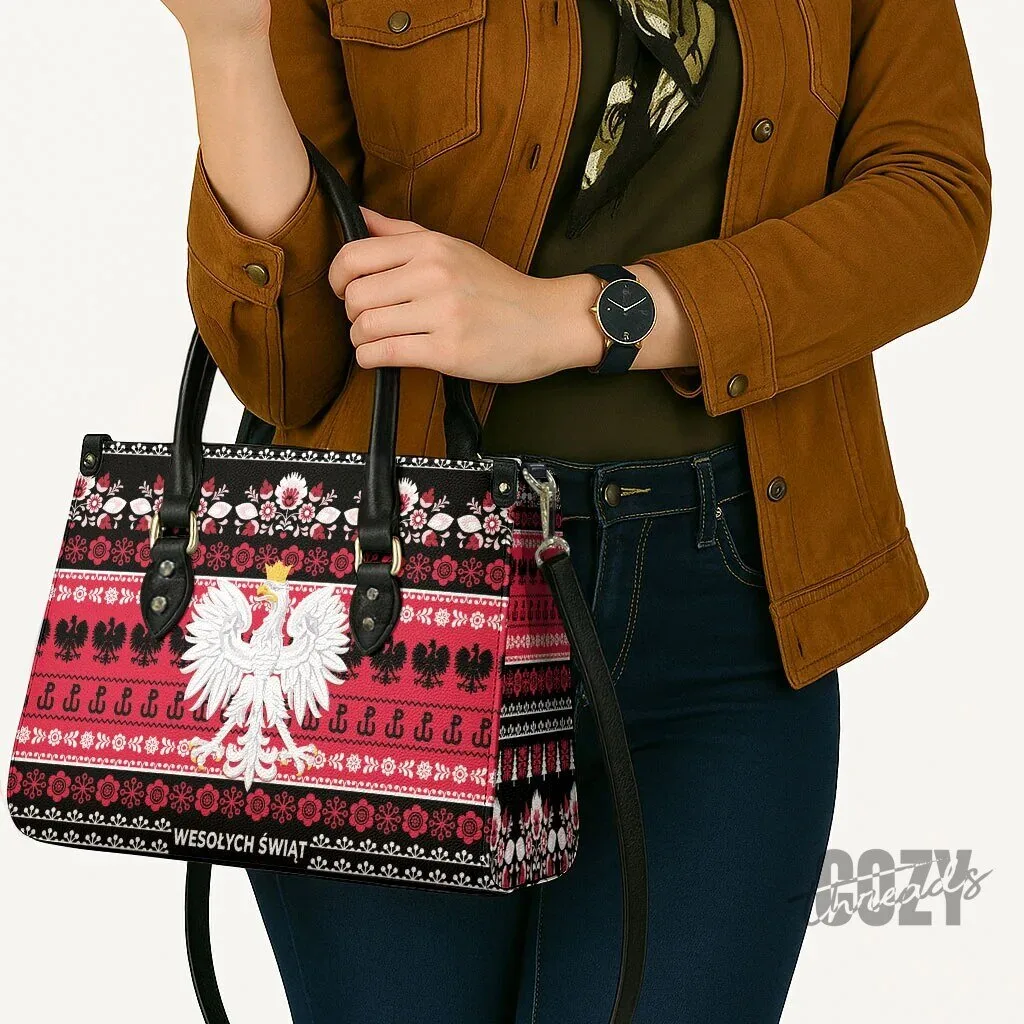 Polska Wesolych Swiat Polish Eagle Folk Art Leather Handbag 10 Polska Wesolych Swiat Polish Eagle Folk Art Leather Handbag