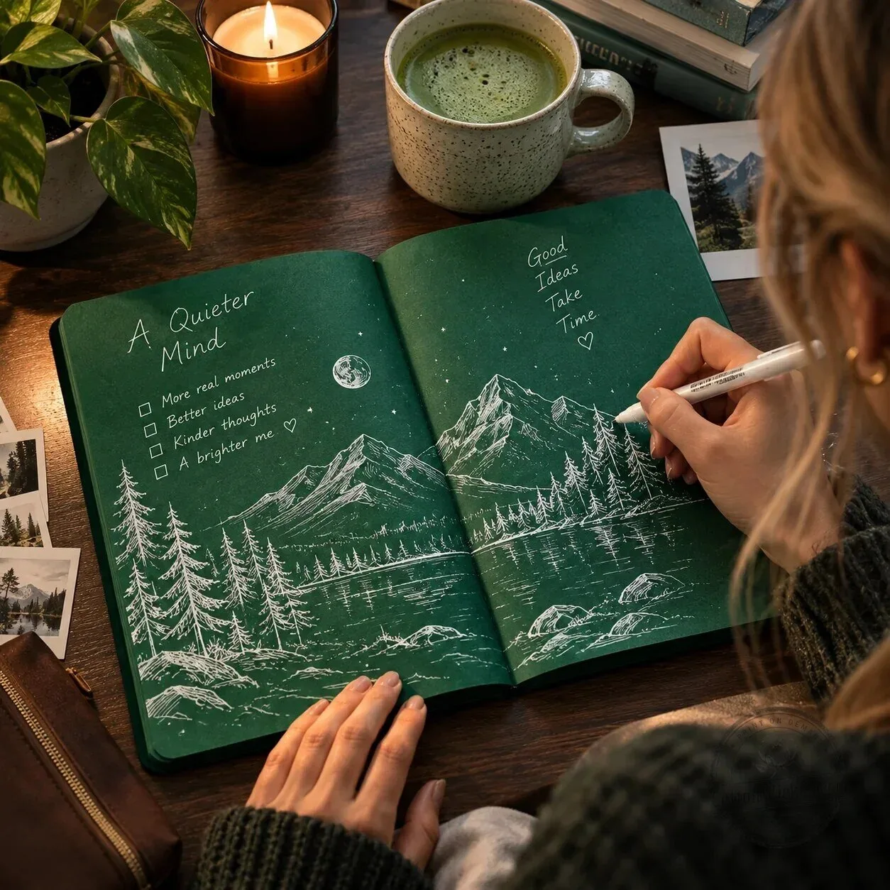 Deep Green Blank Journal with White Gel Pen, 198 Pages, 120gsm Paper 14 Deep Green Blank Journal with White Gel Pen, 198 Pages, 120gsm Paper