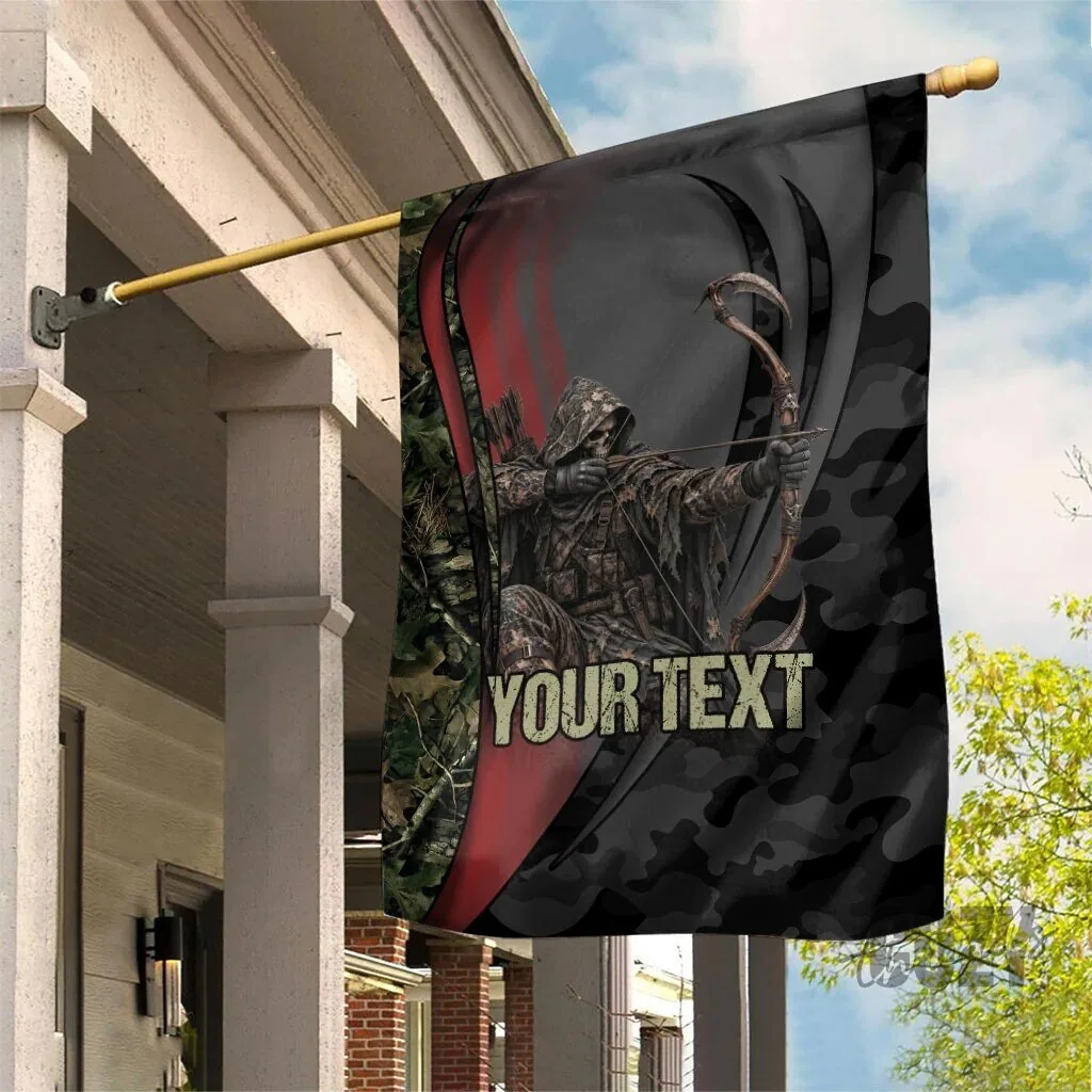 Personalized Bow Hunting Grim Reaper Camouflage Outdoor Garden Flag
