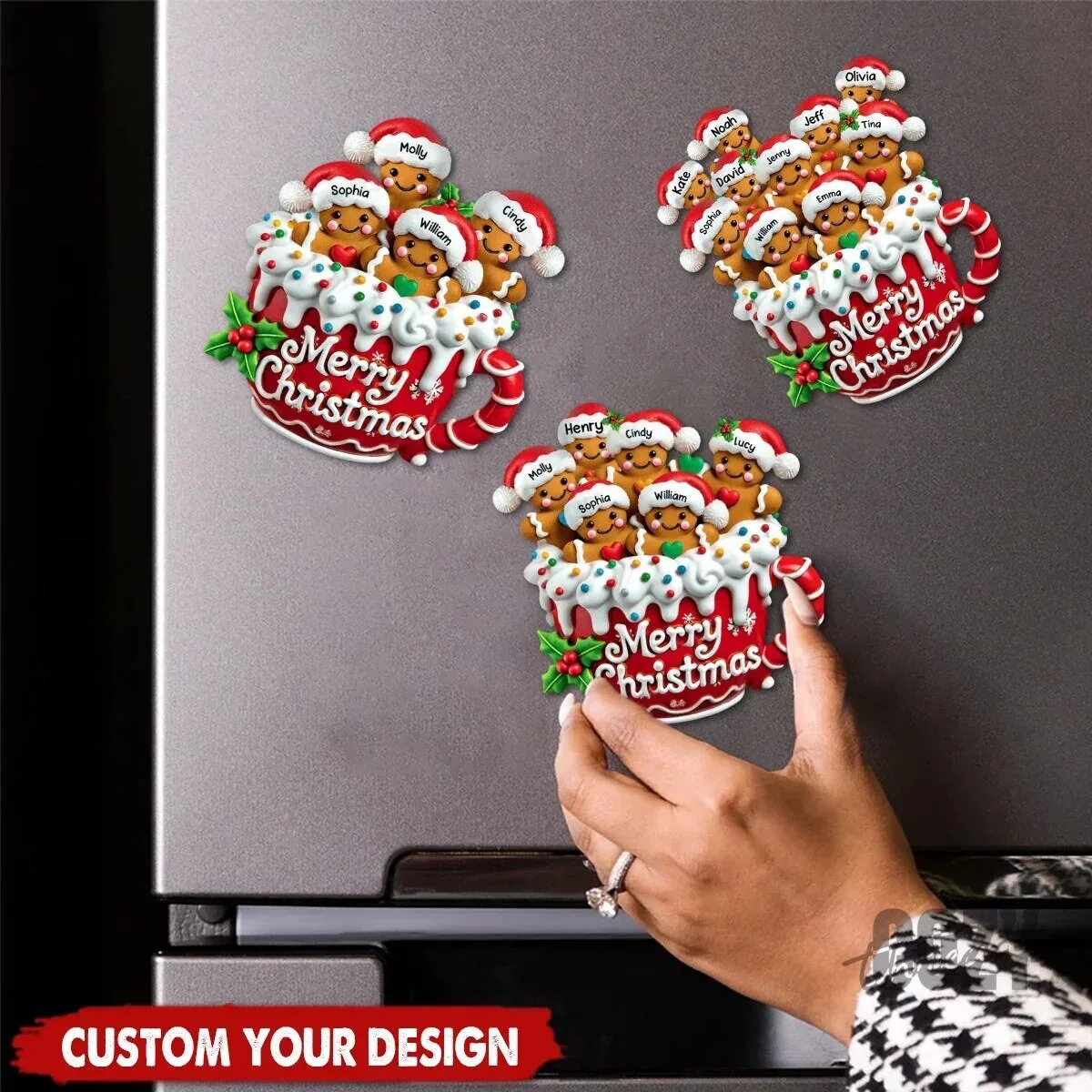 Personalized Gingerbread Family Christmas Mug Magnetic Refrigerator Magnet