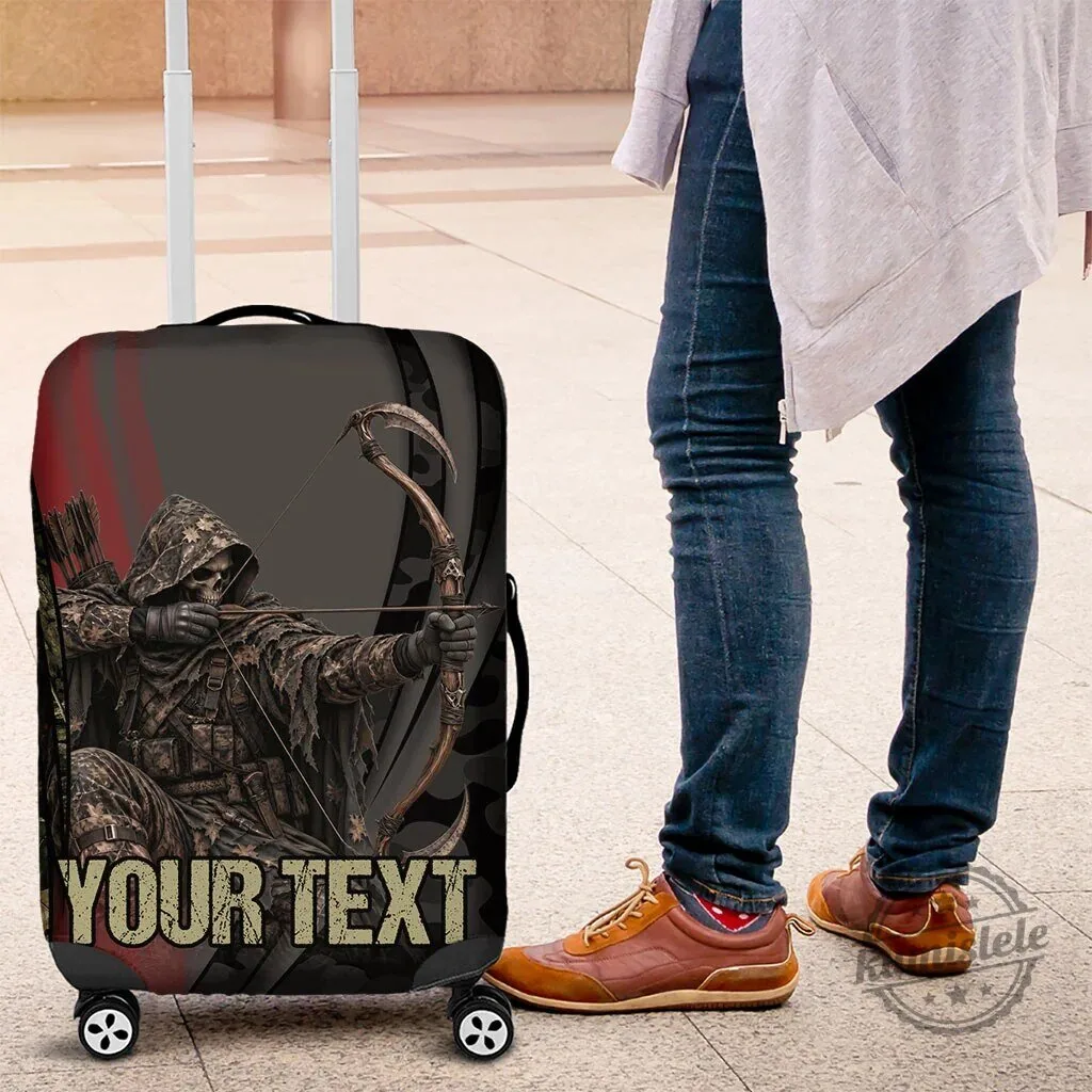 Personalized Grim Reaper Bow Hunter Camouflage Luggage Cover for Travel