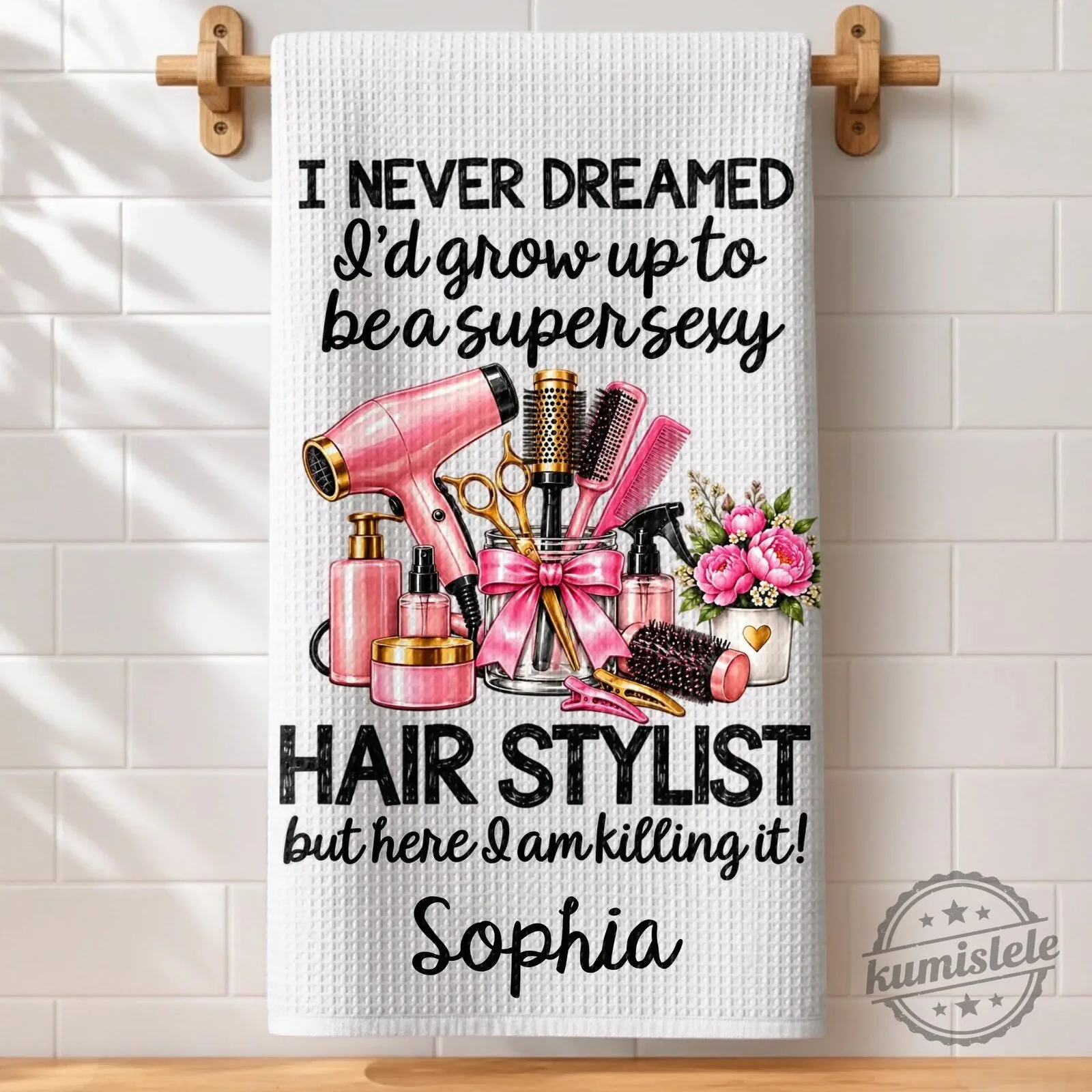 Personalized Hair Stylist Kitchen Towel for Women, Funny Hairdresser Gift 12 Personalized Hair Stylist Kitchen Towel for Women, Funny Hairdresser Gift