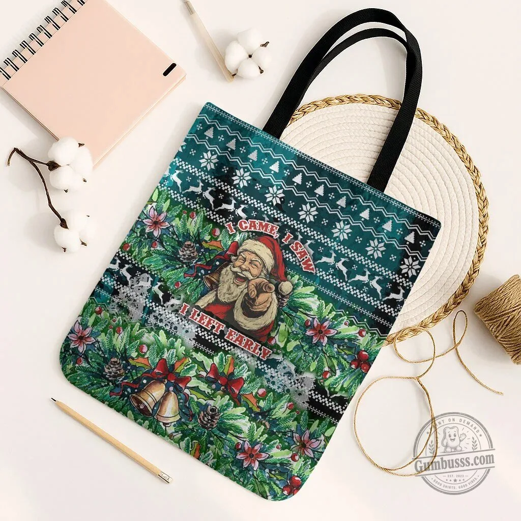 Funny Santa Claus Christmas I Came I Saw I Left Early Holiday Tote Bag 6 Funny Santa Claus Christmas I Came I Saw I Left Early Holiday Tote Bag