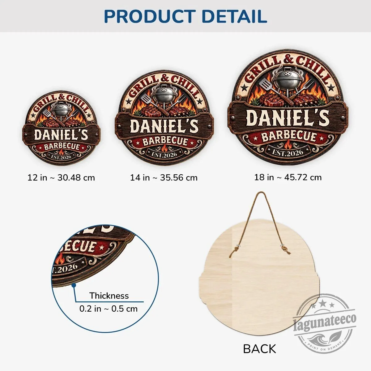 Personalized Grill & Chill Barbecue Wood Sign for Outdoor Kitchen Decor 6 Personalized Grill & Chill Barbecue Wood Sign for Outdoor Kitchen Decor