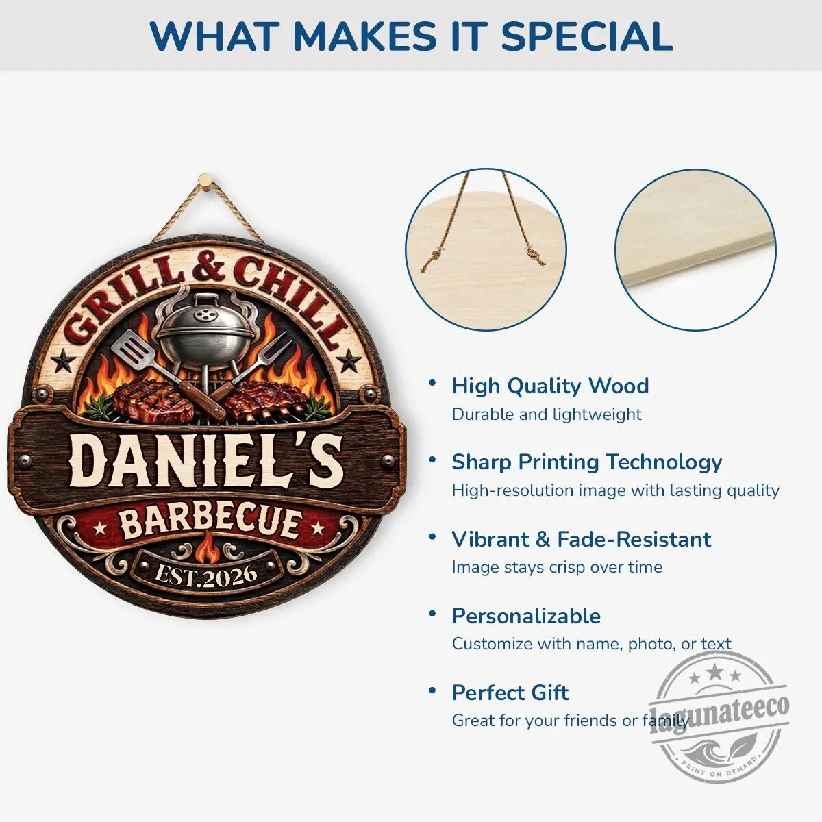 Personalized Grill & Chill Barbecue Wood Sign for Outdoor Kitchen Decor 7 Personalized Grill & Chill Barbecue Wood Sign for Outdoor Kitchen Decor