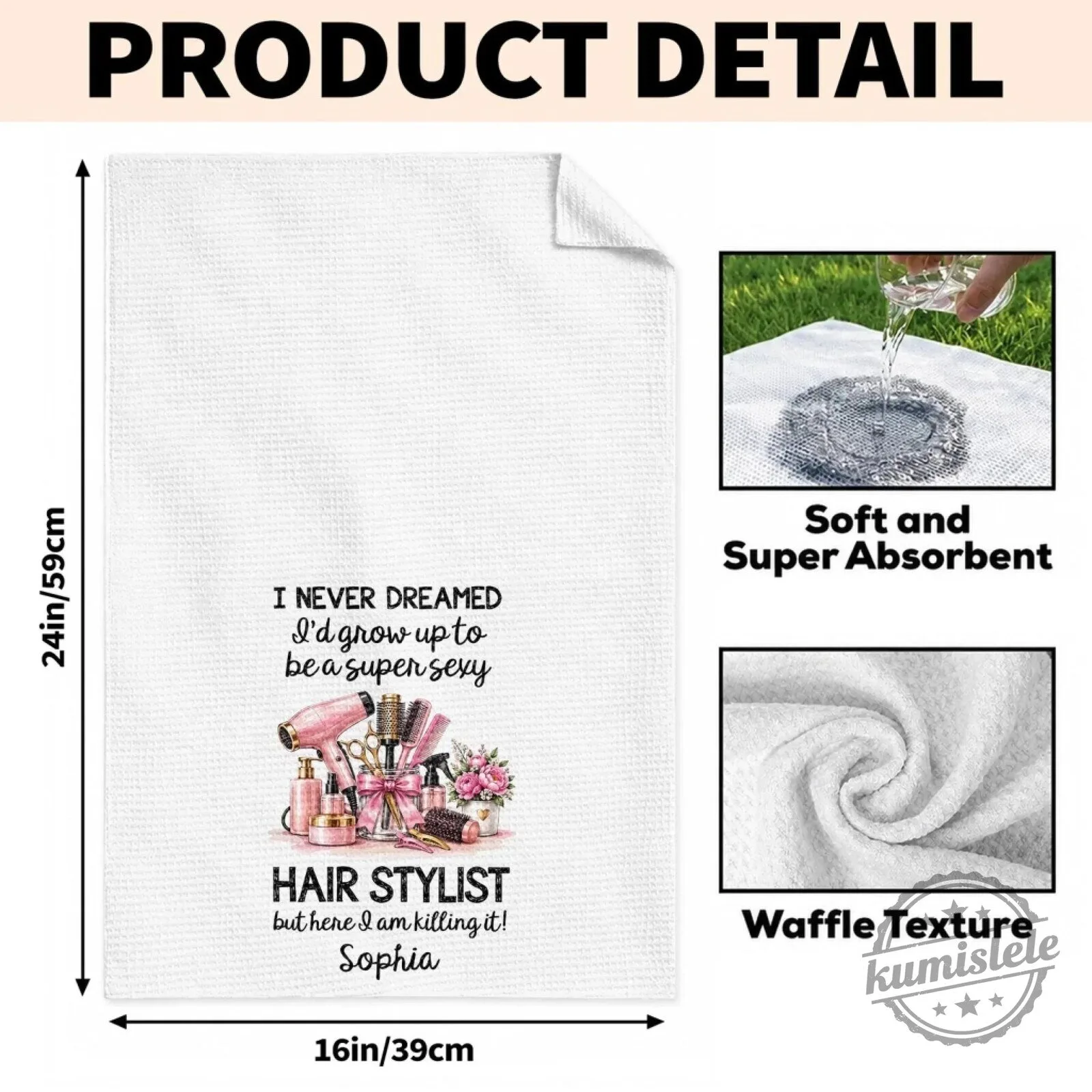 Personalized Hair Stylist Kitchen Towel for Women, Funny Hairdresser Gift 19 Personalized Hair Stylist Kitchen Towel for Women, Funny Hairdresser Gift