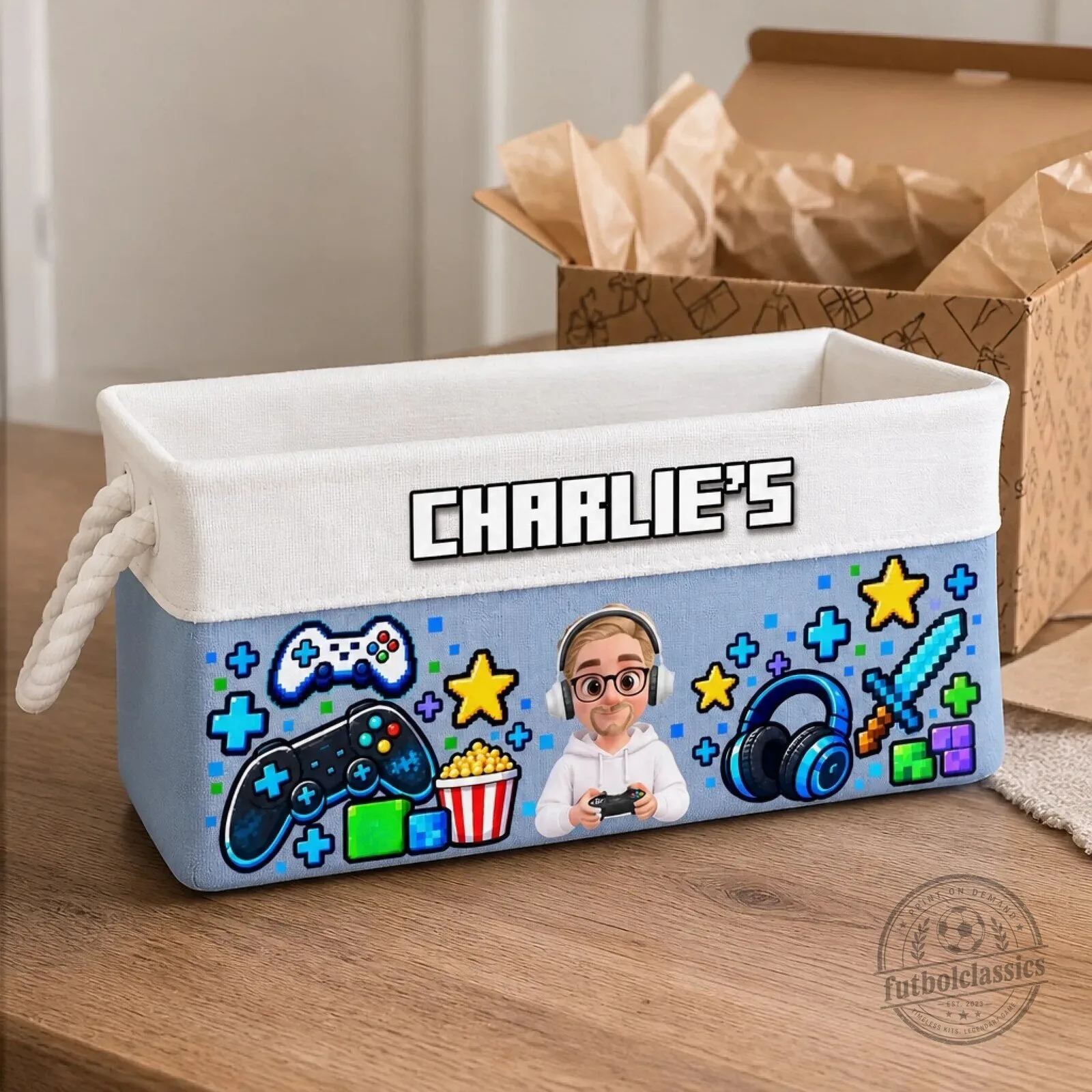 Personalized Gamer Storage Basket for Kids - Custom Gaming Controller Toy Bin 9 Personalized Gamer Storage Basket for Kids - Custom Gaming Controller Toy Bin
