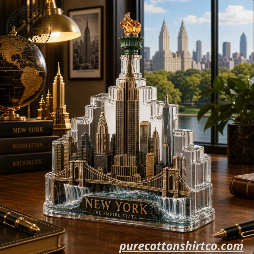 "Top Novelty Crystal Decanters: New York, Top Gun, Billie Eilish" 9 New York The Empire State Decanter - Skyline And Statue of Liberty Crystal Glass Bottle