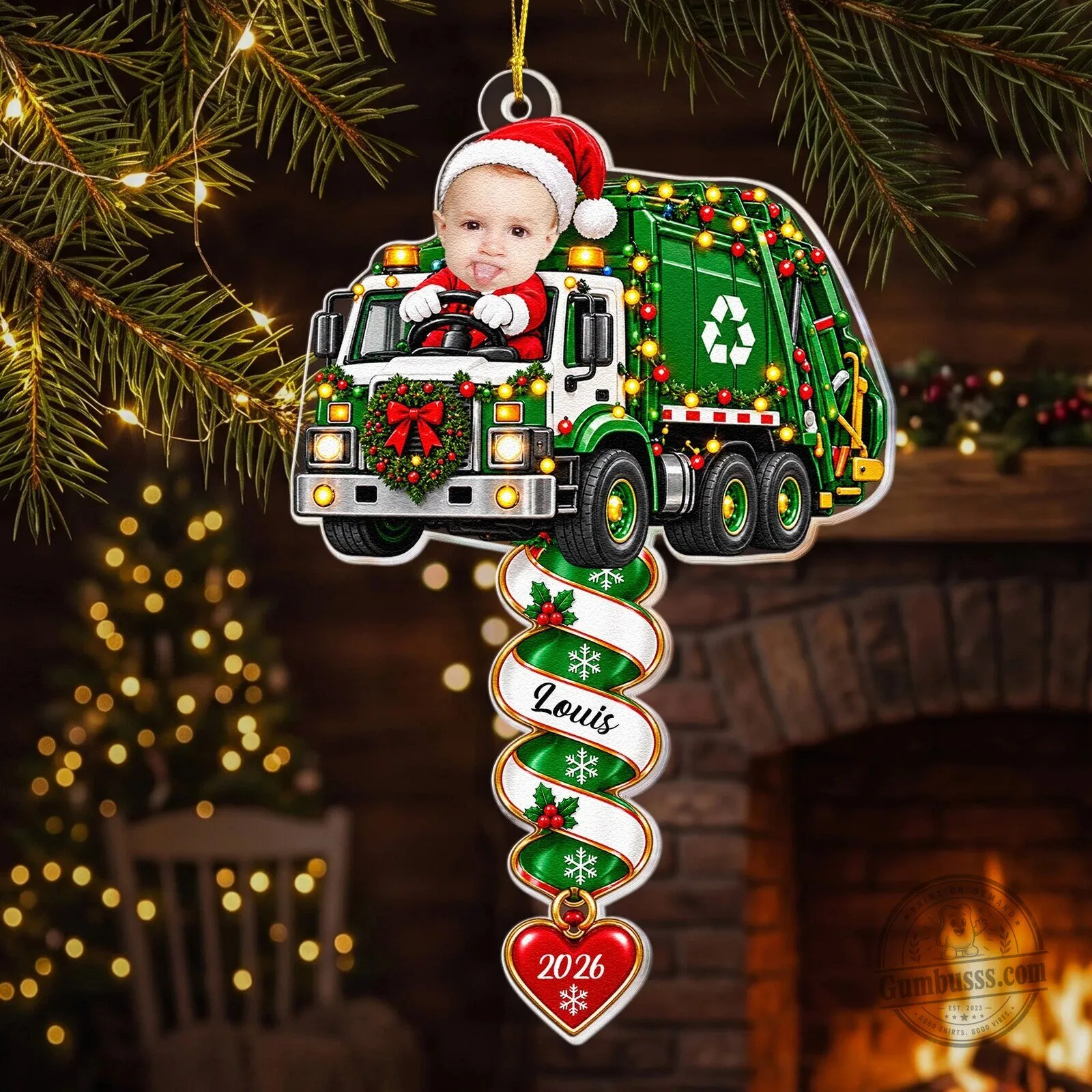 Personalized Kids Christmas Truck Spiral Acrylic Ornament with Custom Photo 11 Personalized Kids Christmas Truck Spiral Acrylic Ornament with Custom Photo