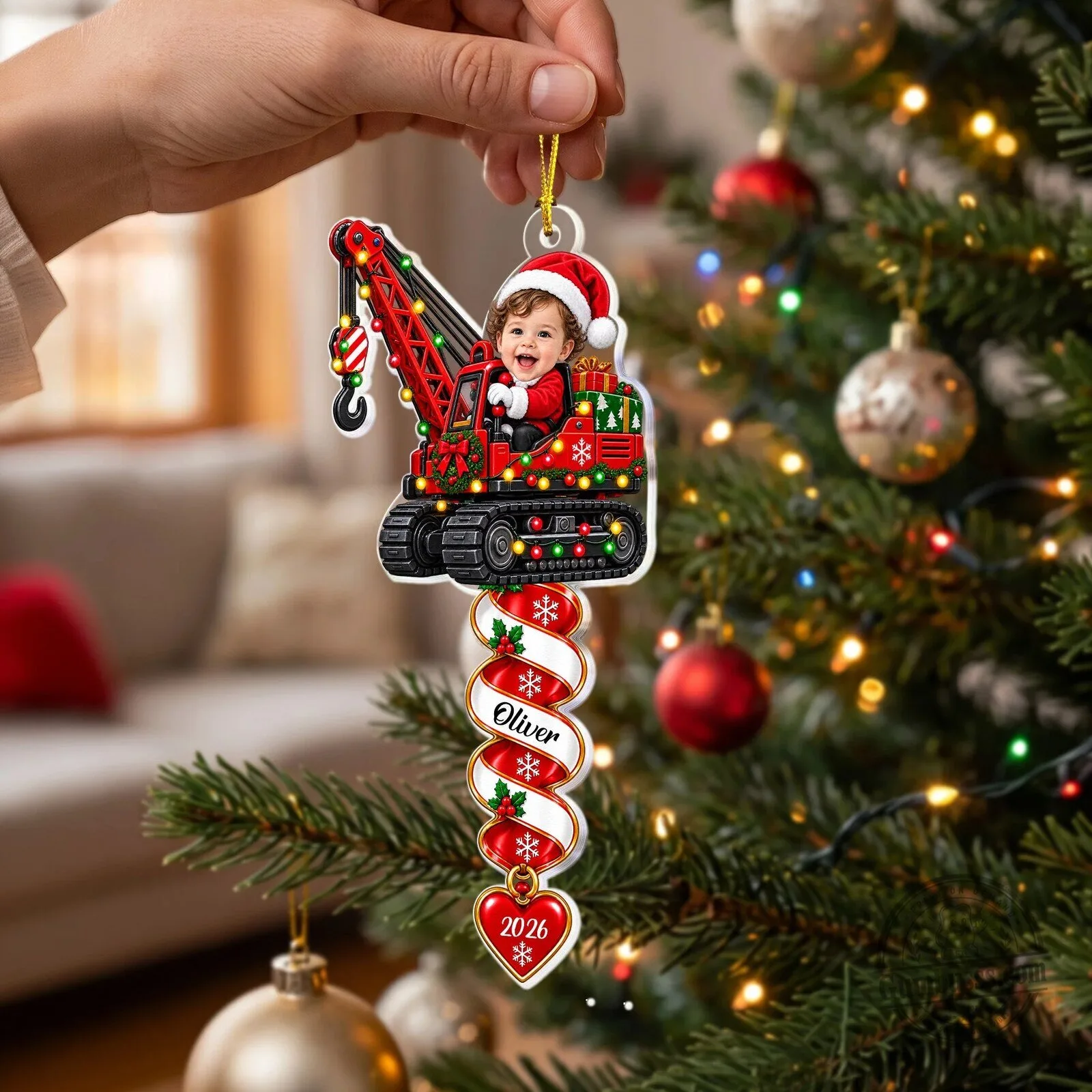 Personalized Kids Christmas Truck Spiral Acrylic Ornament with Custom Photo 12 Personalized Kids Christmas Truck Spiral Acrylic Ornament with Custom Photo