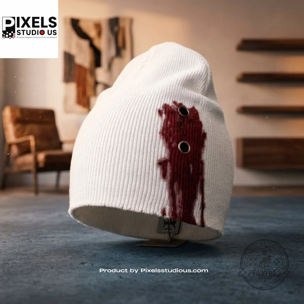 Blood Stained Beanie Hat 5 Blood Stained Beanie Hat 3D shirt or sports jersey with all-over print design