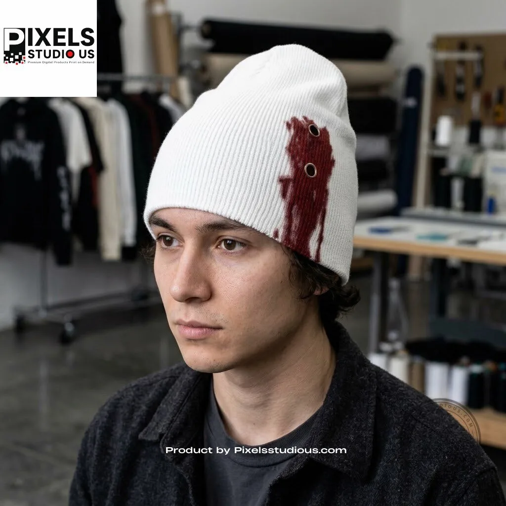 Blood Stained Beanie Hat 6 Blood Stained Beanie Hat 3D shirt or sports jersey with all-over print design