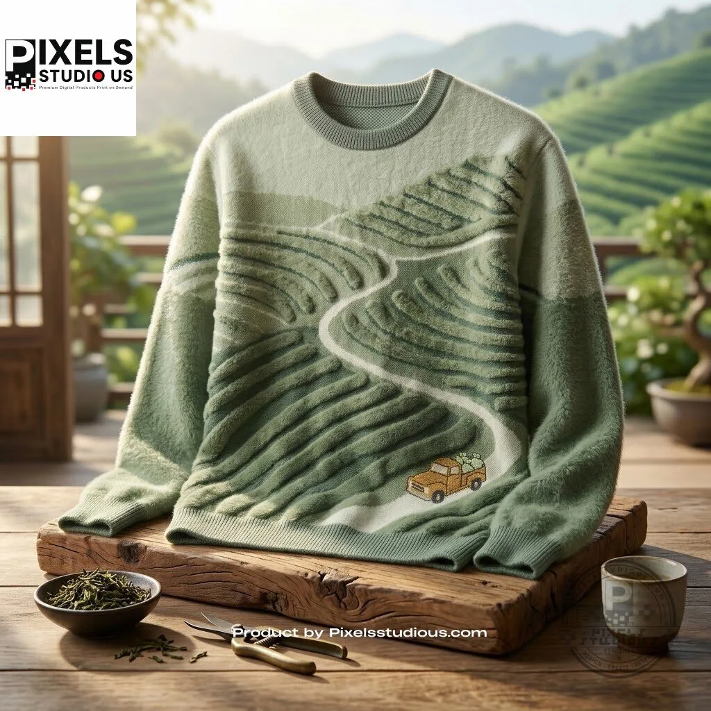 Green Tea Garden Landscape Knit Sweater 7 Green Tea Garden Landscape Knit Sweater 3D shirt or sports jersey with all-over print design