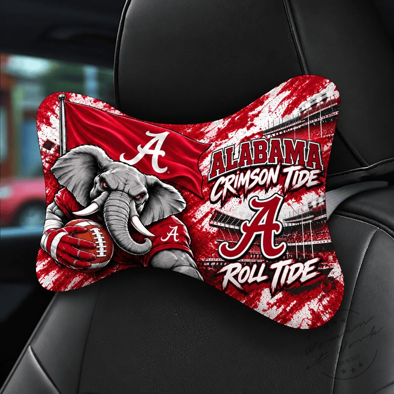 Alabama Crimson Tide Elephant Mascot Car Seat Headrest Neck Pillow