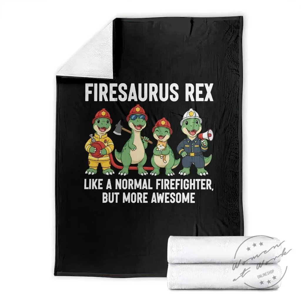 Firesaurus Rex Dinosaur Firefighter Awesome Throw Blanket