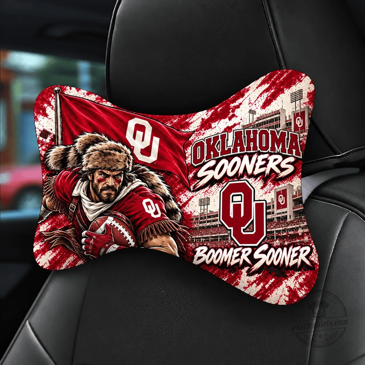 Oklahoma Sooners Boomer Sooner Football Car Seat Headrest Neck Pillow 1 Oklahoma Sooners Boomer Sooner Football Car Seat Headrest Neck Pillow