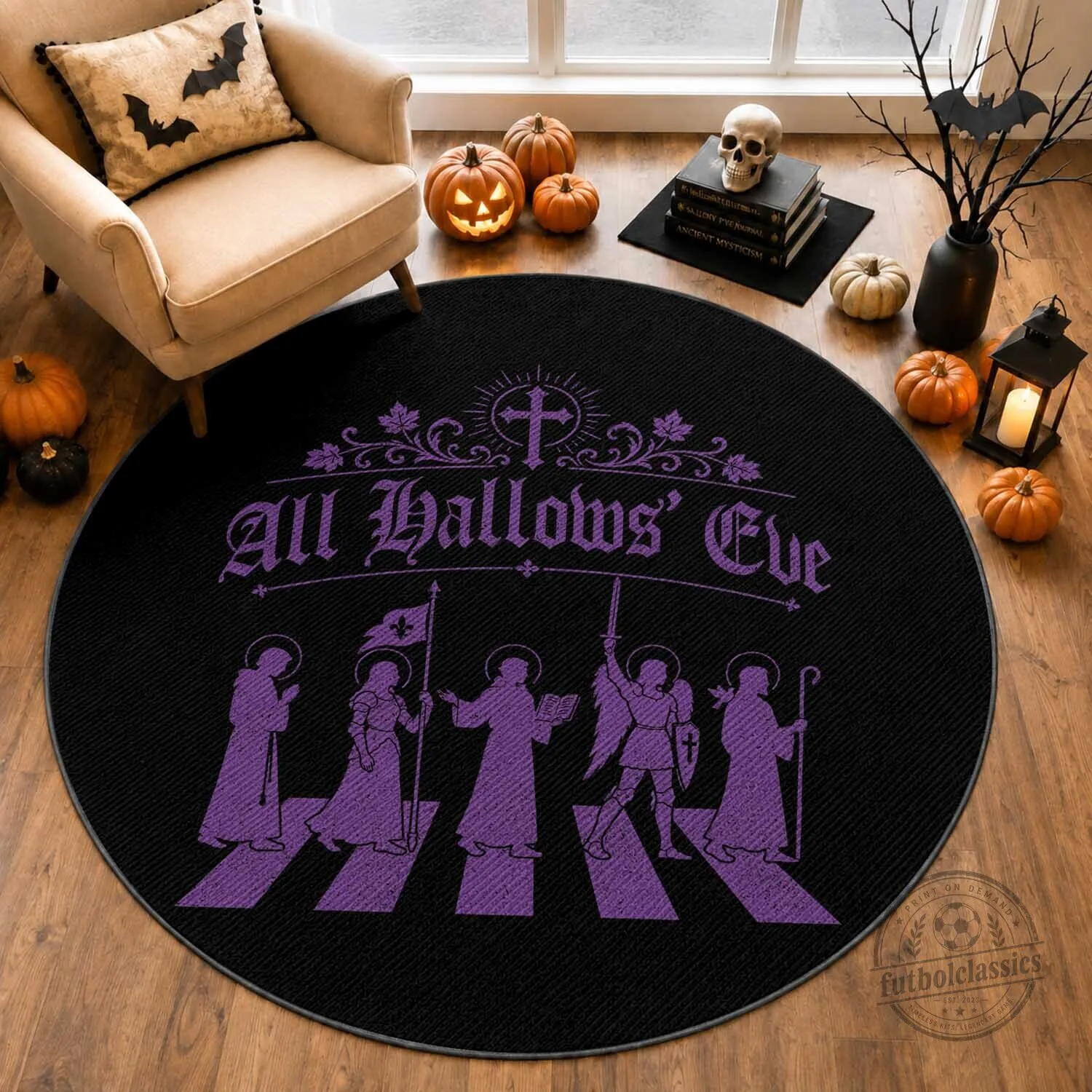 All Hallows' Eve Abbey Road Saints Procession Round Rug