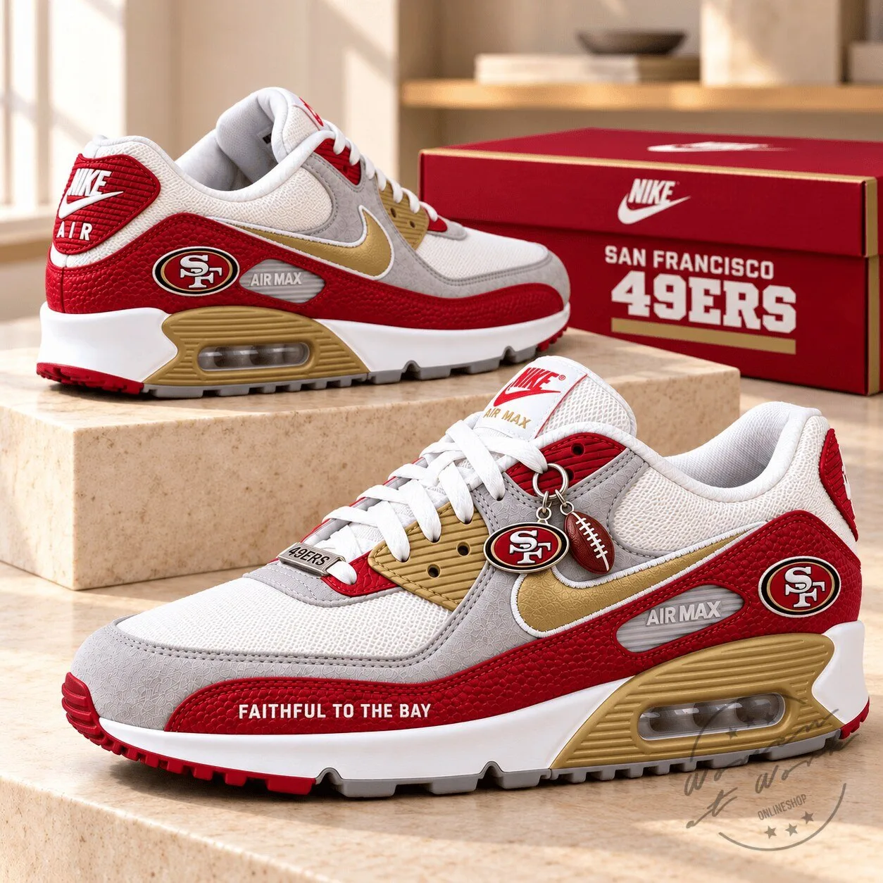San Francisco 49ers Faithful To The Bay Red Gold White Air Max Shoes