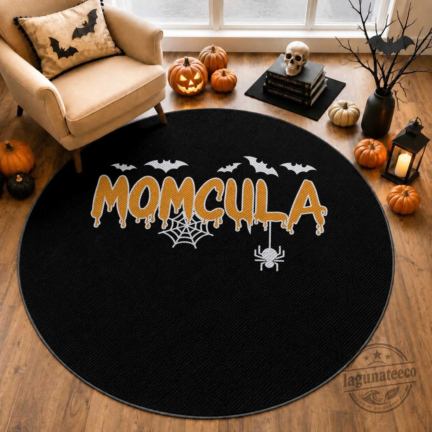 Momcula Funny Vampire Mom Spiderweb Spooky Halloween Round Rug 1 Momcula Funny Vampire Mom Spiderweb Spooky Halloween Round Rug