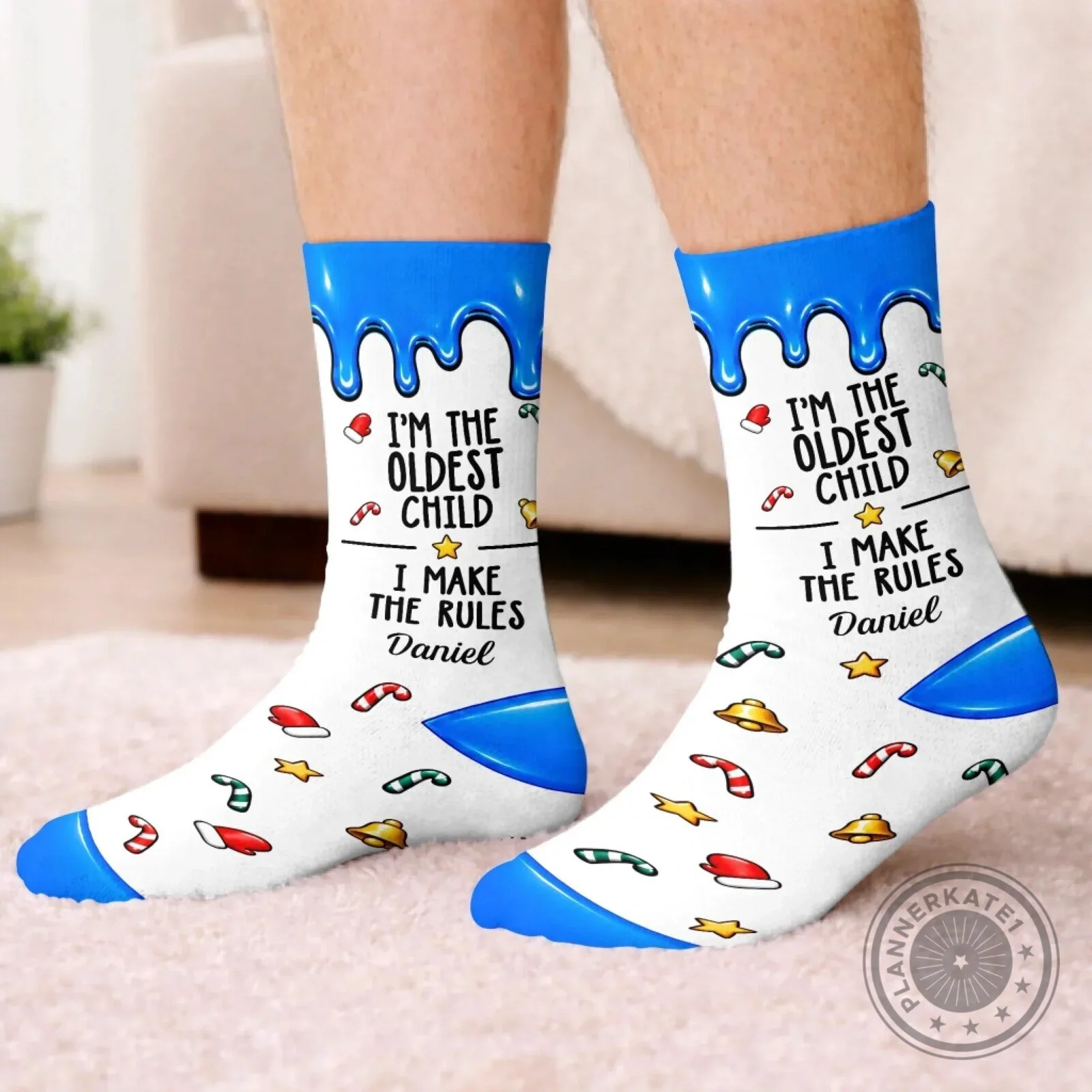 Personalized Oldest Middle Youngest Child Christmas Crew Socks 6 Personalized Oldest Middle Youngest Child Christmas Crew Socks