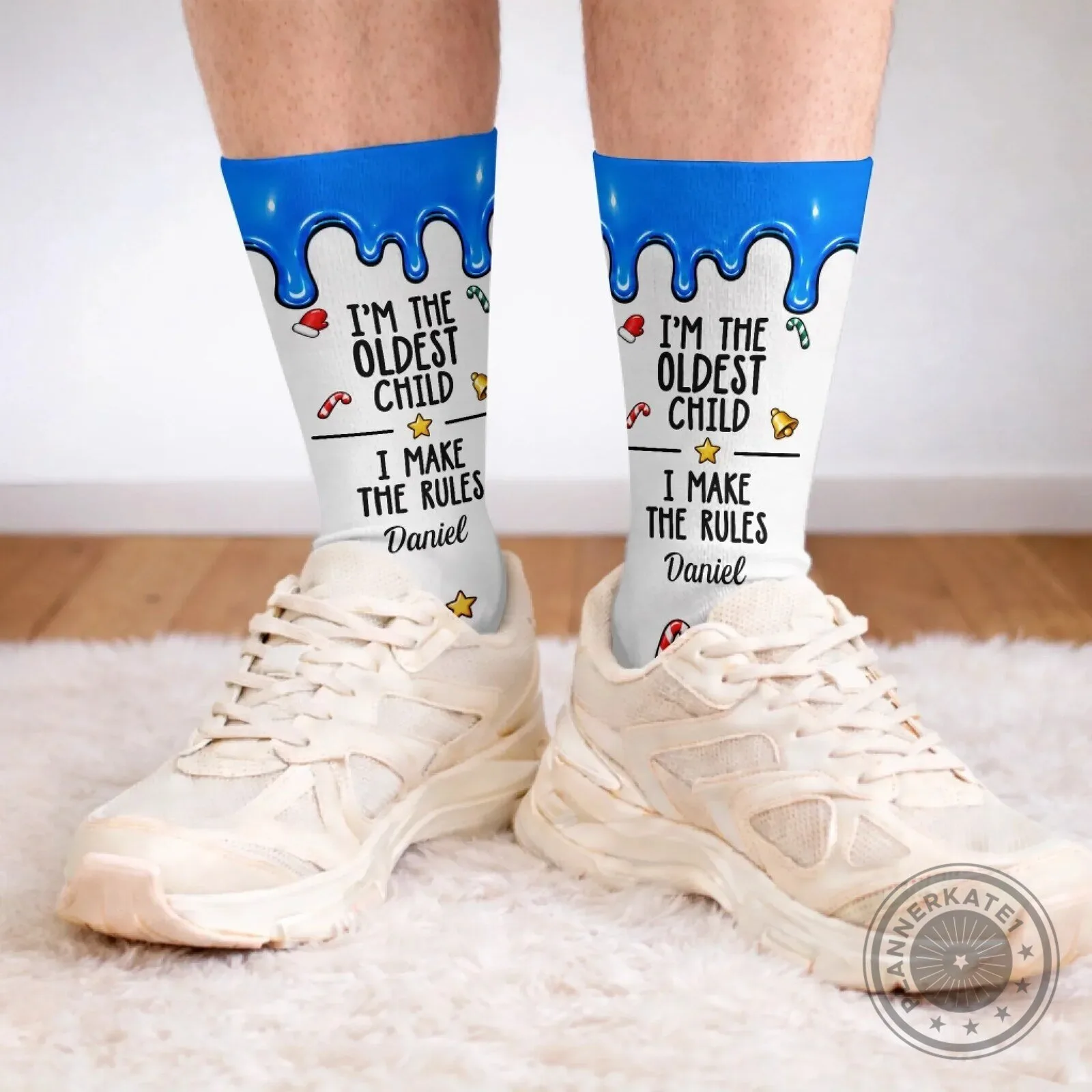 Personalized Oldest Middle Youngest Child Christmas Crew Socks 7 Personalized Oldest Middle Youngest Child Christmas Crew Socks