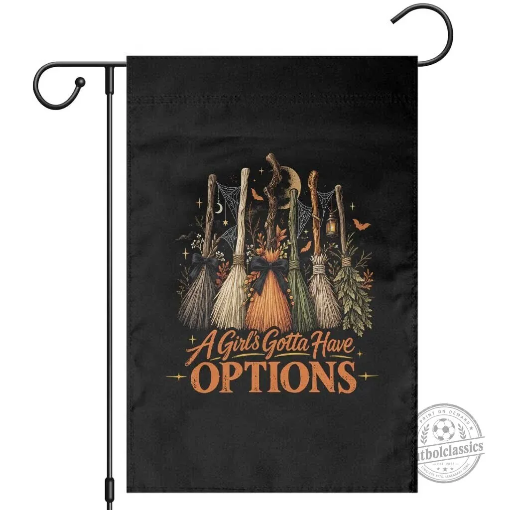 Funny Witch Broomsticks Halloween Options Graphic Garden Flag