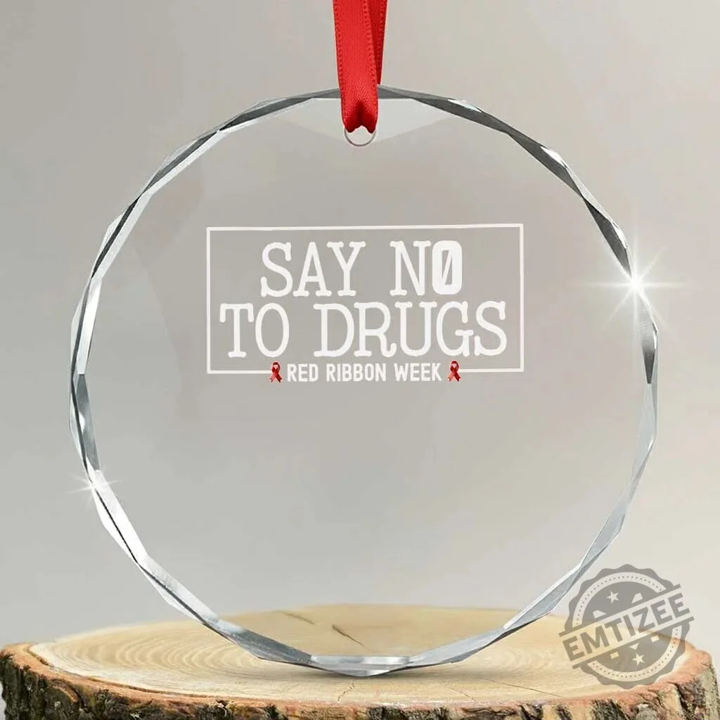Say No To Drugs Red Ribbon Week Anti Drug Awareness Round Glass Ornament