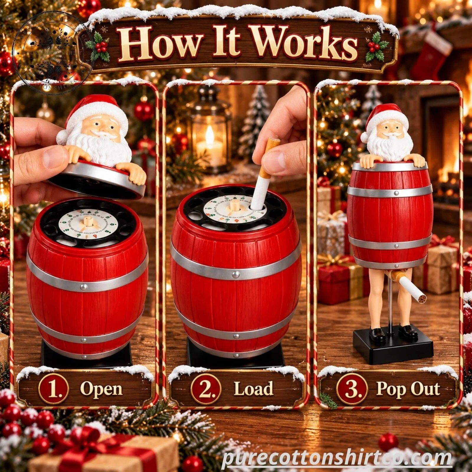 Funny Barrel Santa Cigarette Dispenser - Naughty Wooden Barrel Pop-Up Cigarette Holder 5 Funny Barrel Santa Cigarette Dispenser - Naughty Wooden Barrel Pop-Up Cigarette Holder