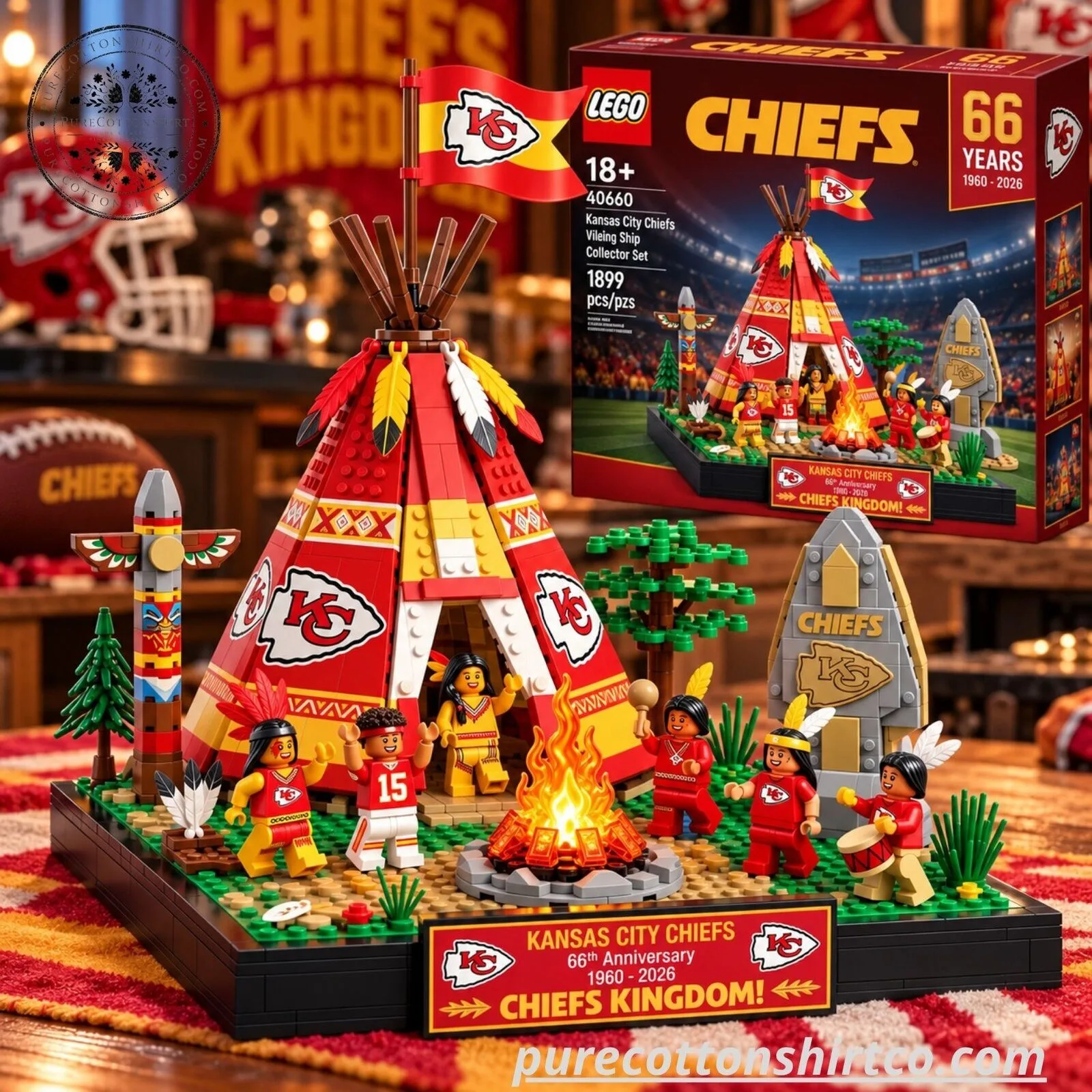 "Unique Collector's Gifts: Plates, Dispensers, Decanters, Models, and More" 4 Kansas City Chiefs Kingdom 66 Years Commemorative Teepee Model Kit - Collector's Toy