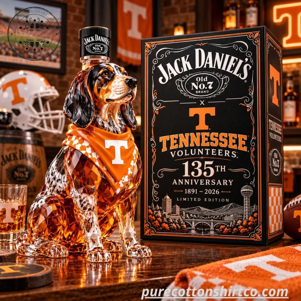 Tennessee Volunteers x Jack Daniel's 135 Years Dog Glass Decanter - Limited Edition Collector Gift Tennessee Volunteers x Jack Daniel's 135 Years Dog Glass Decanter - Limited Edition Collector Gift