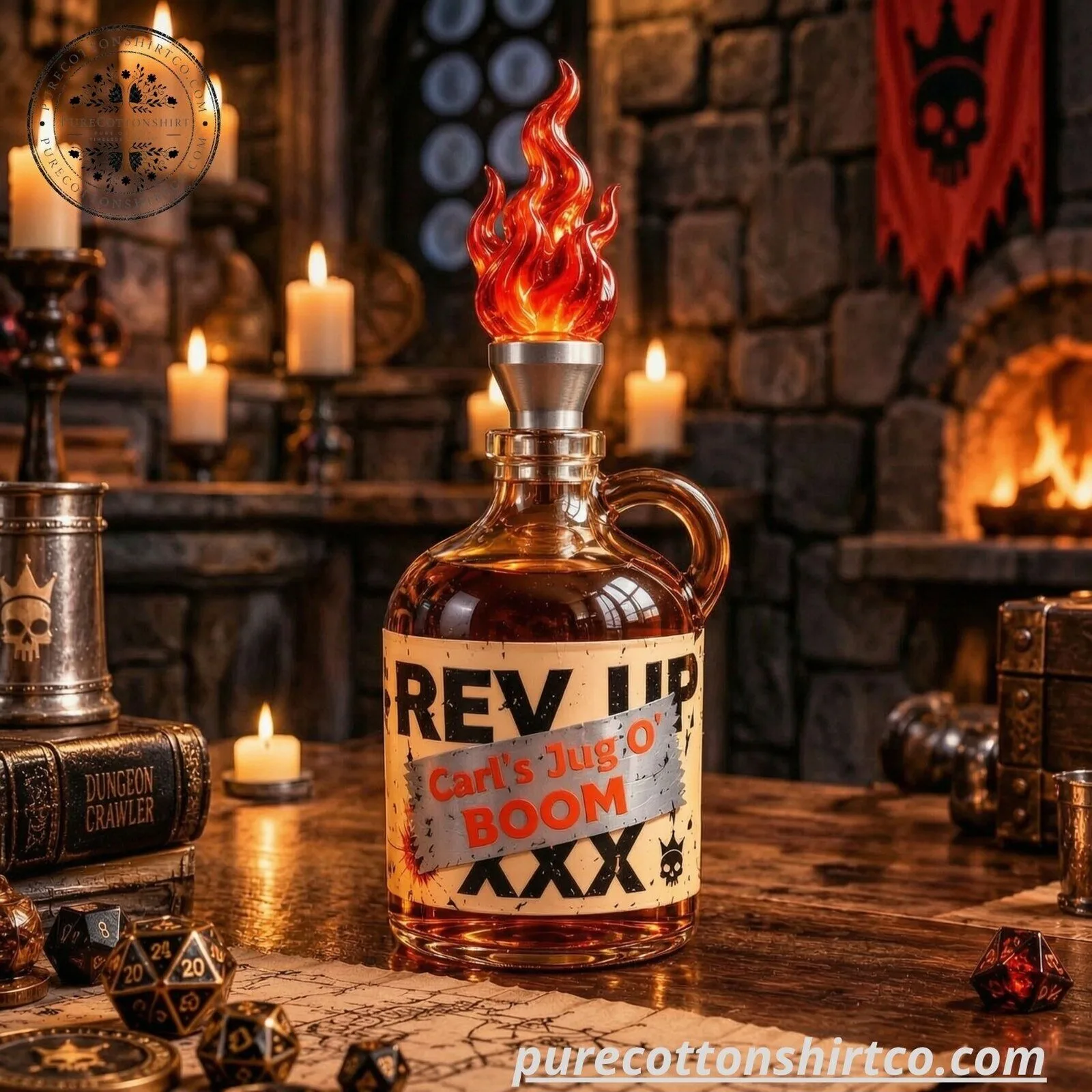Dungeon Crawler Carl Flame Flame-Topped Glass Jug Decanter - Fantasy Gaming Barware Decor 6 Dungeon Crawler Carl Flame Flame-Topped Glass Jug Decanter - Fantasy Gaming Barware Decor